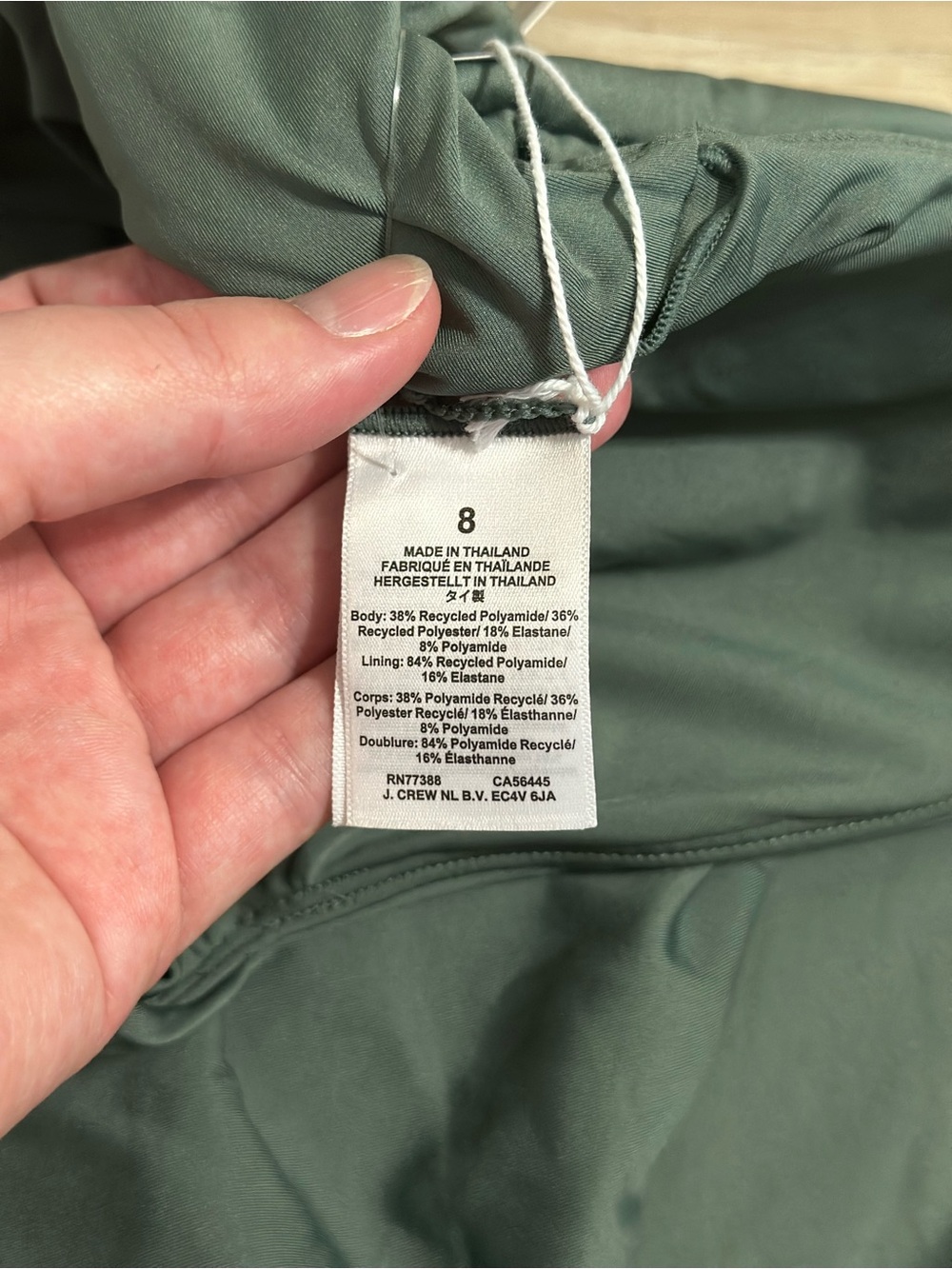 J Crew Simply Sage Green Lana One Piece in Classic Sculpt Womens Size 8 new - Picture 7 of 9
